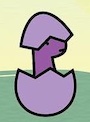 little dino in eggshell